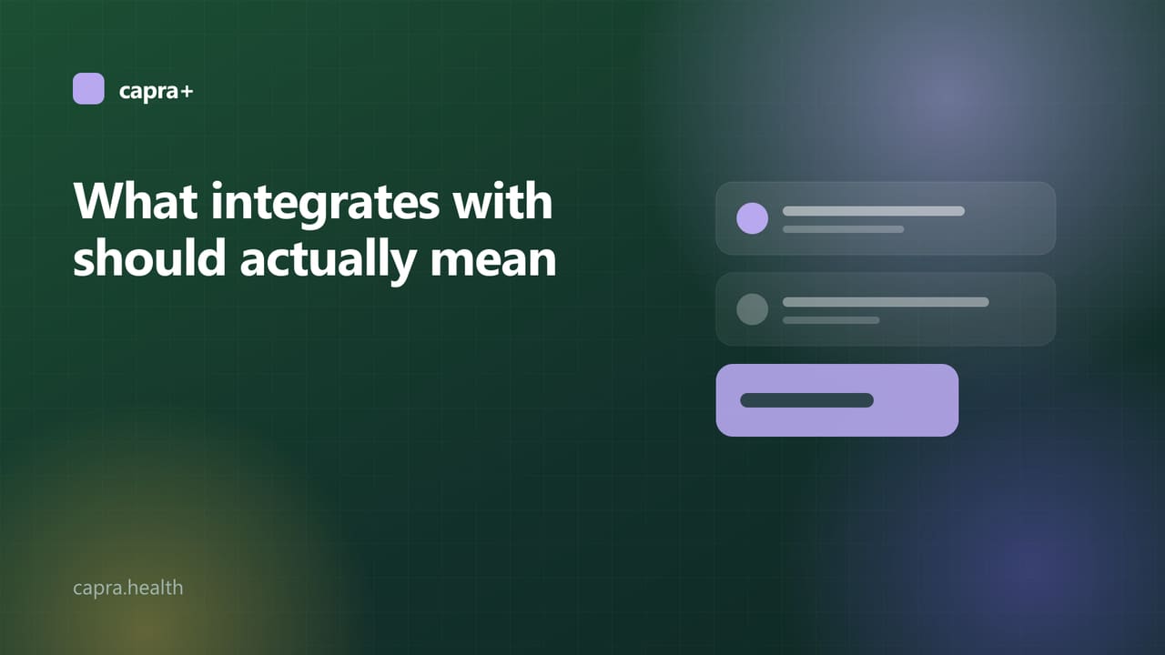 Illustrated cover: a connection diagram on a dark green background with the title What integrates with should actually mean